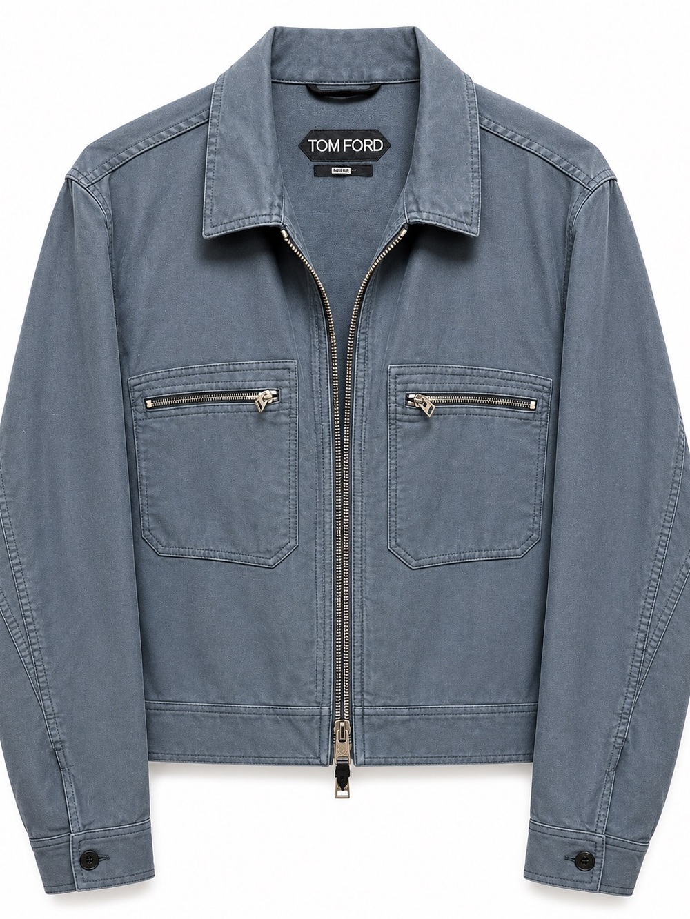 Tom Ford Light Slate Blue Zip-Front Shirt Jacket